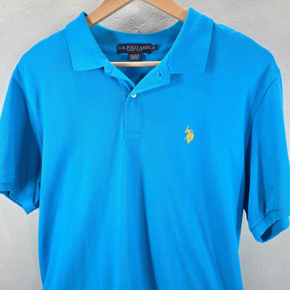 U.S. Polo Assn. Bright Blue Cotton Short Sleeve Polo Shirt Sz XL